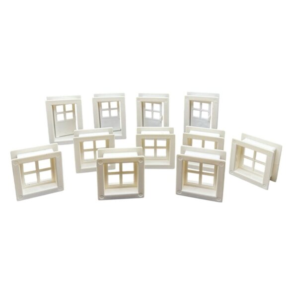Lincoln Logs Replacement Windows and Doors White 4 Doors and 7 Windows - Picture 1 of 2
